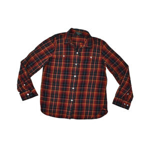 Lauren Jeans Ralph Lauren Petite PM Plaid Flannel Shirt Long Sleeve Red Cotton